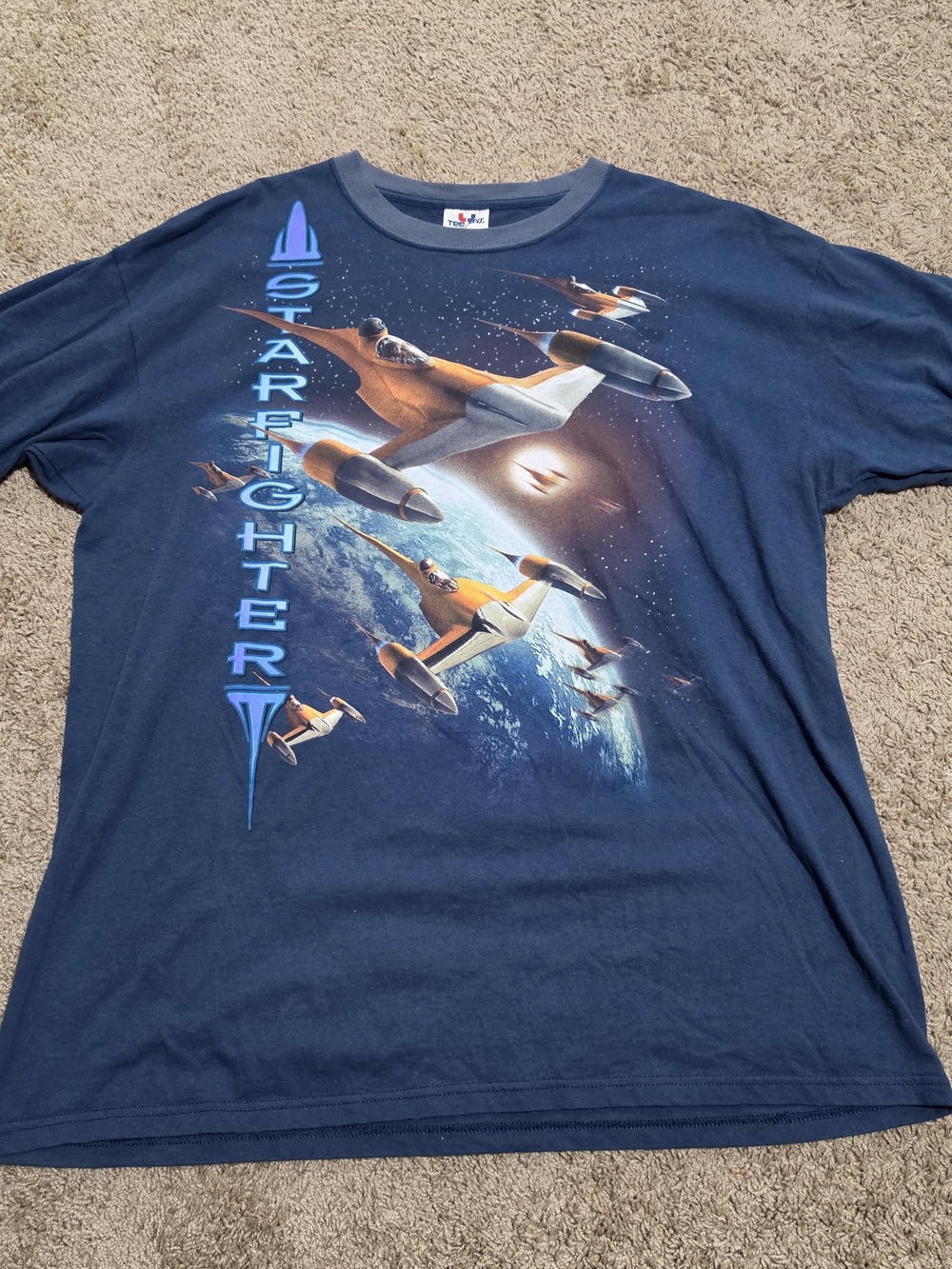 Vintage Star Wars Starfighter T-Shirt (Blue, Size XL, Made in USA)